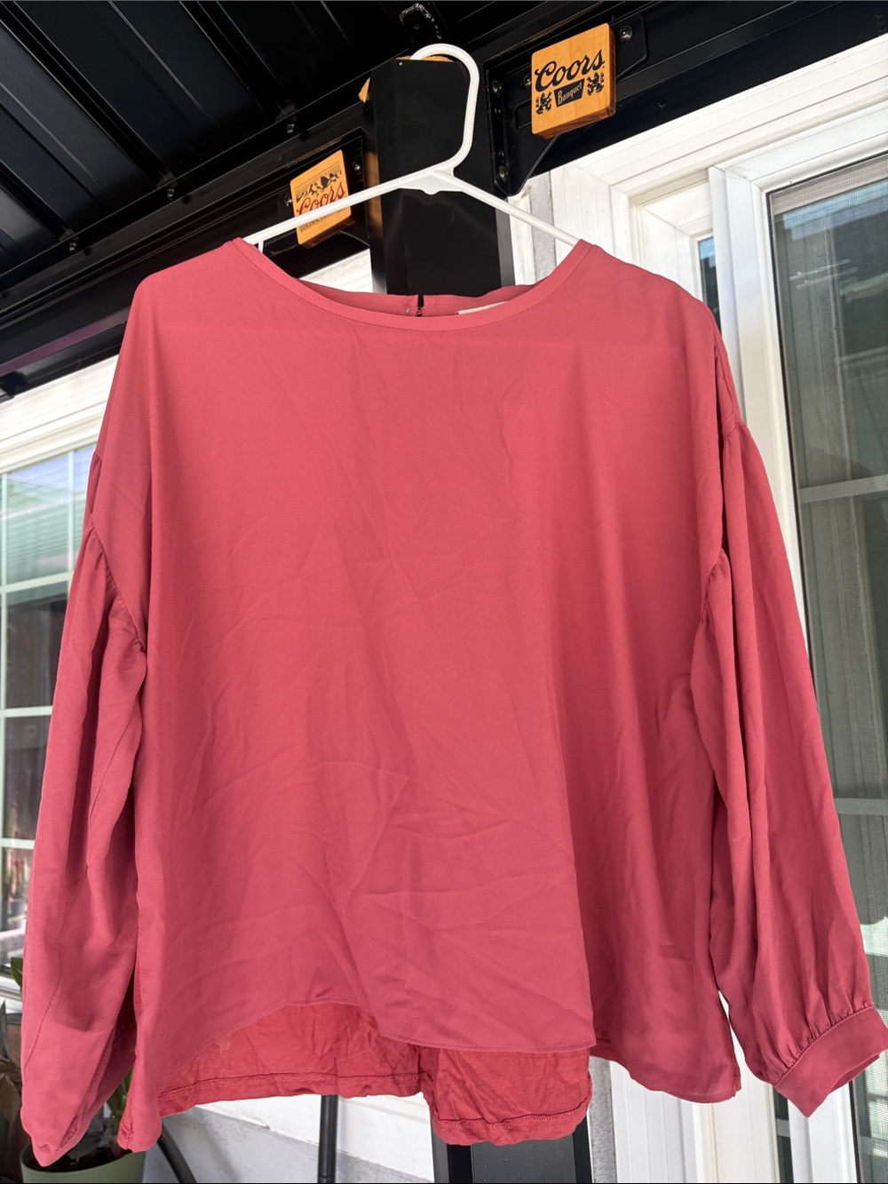 LOFT Mauve-Pink Long-Sleeve Boatneck Blouse